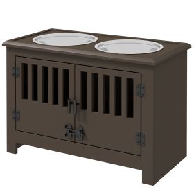 Dog Food Storage Cabinet with Bowls & Dog Feeding Station, Espresso