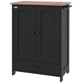 Pet Food Storage Container Dog Feeding Station w/ Adjustable Panel, Hooks, for Medium Sized Dogs, Black (Option: Black)