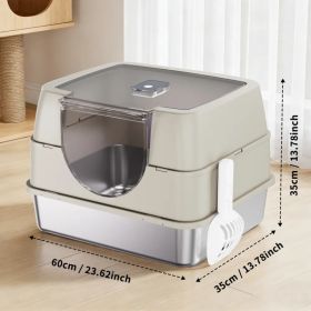 Galaxy Stainless Steel Beige Cat Litter Box, Sturdy And Durable, Easy To Clean, Odorless, Non Stick To Sand, Is A Cross-border Quality Choice (Option: Defaulttitle)