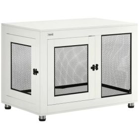 Pet Crate End Table with Water-resistant Cushion or Large Medium Dogs, White (Option: Oak)
