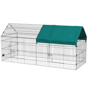 87" Small Animal Cage with Roof, Indoor/Outdoor Use, for Chicken, Rabbits, Chinchillas, Green (Option: Green)