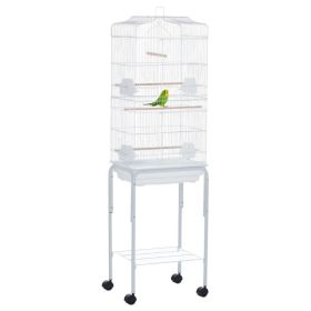 62" Rolling Bird Cage Cockatoo House Play Top Finch Pet Supply with Storage Shelf, Wheels - White (Option: White)