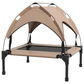 Raised Dog Bed Cooling Dog Cot w/ Canopy Washable Breathable Mesh, for Small and Medium Dogs, Coffee (Option: Coffee)