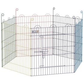 Metal Pet Playpen Portable Hexagon Dog Exercise Fence Multi-colored (Option: Multi Colour)