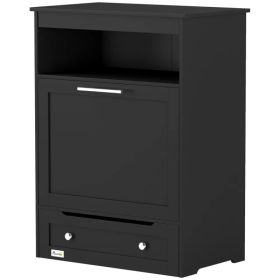 Pet Feeder Station Storage Cabinet, Dog Food Storage Container with Dog Raised Bowls, Watering Supplies, Black (Option: Black)