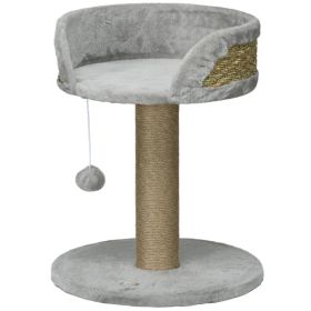 Cat Tree with Scratching Post, Toy Ball, Perch, Small Cat Tower for Indoor Cats - 16" x 16" x 19", Grey (Option: Grey)